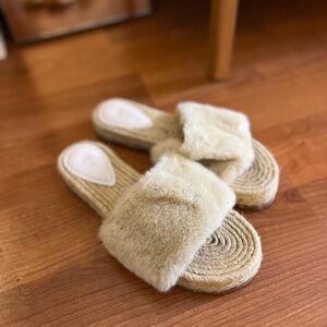 H&M - Like New - Cream Espadrille Slides